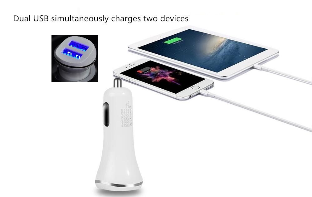 Dual USB Car Charger Charging Fast