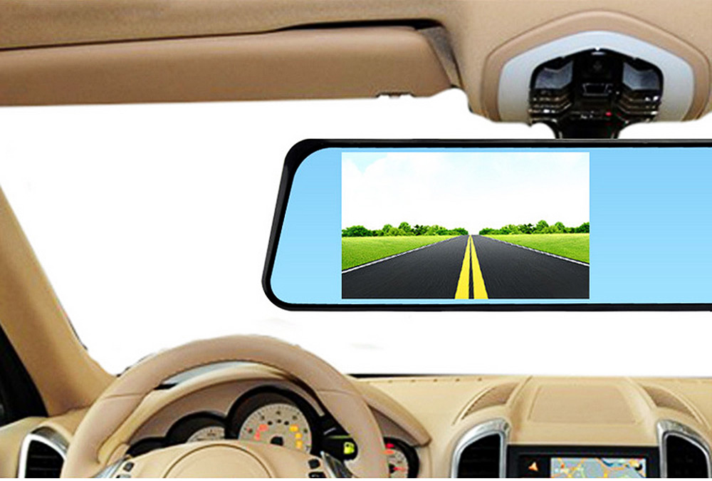 HD 4.3 inch LCD Dual Lens Car Video Dash Cam Recorder 3 in 1 Rearview Mirror Front Vehicle DVR Rear View Camera