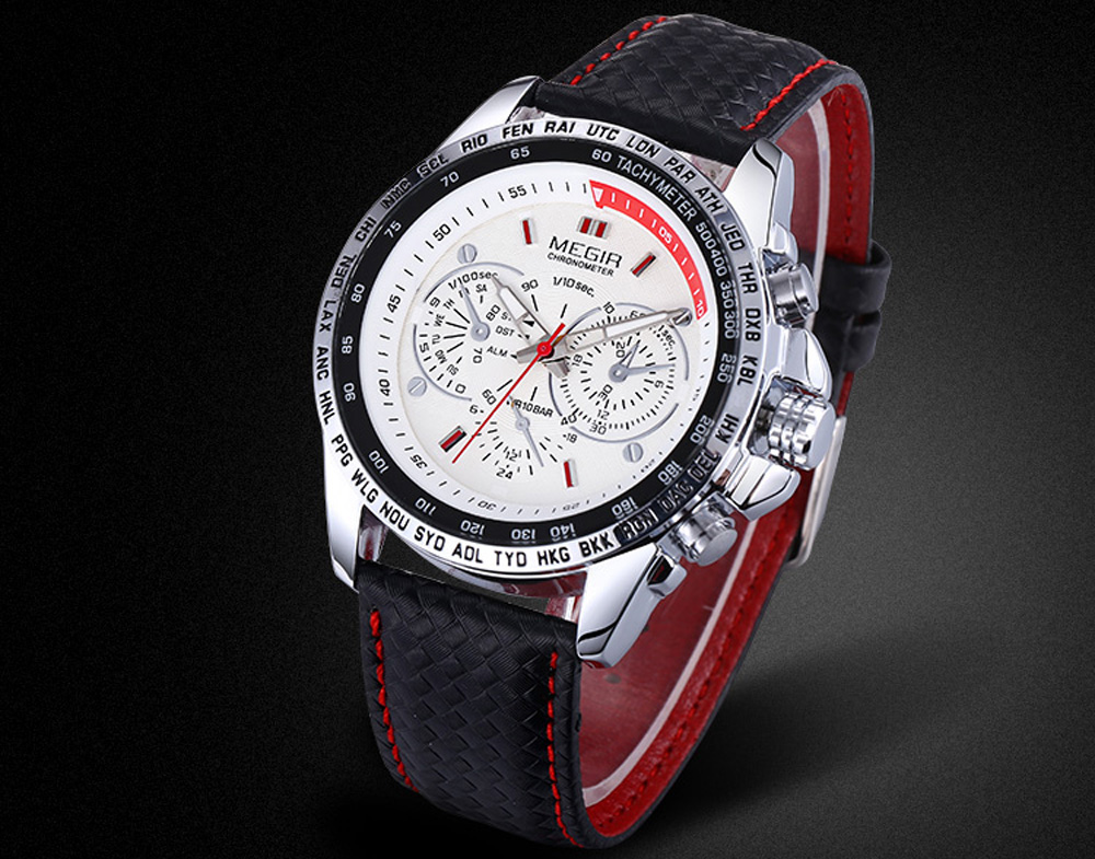 Megir 1010 Men Quartz Watch with Decorative Sub-dial