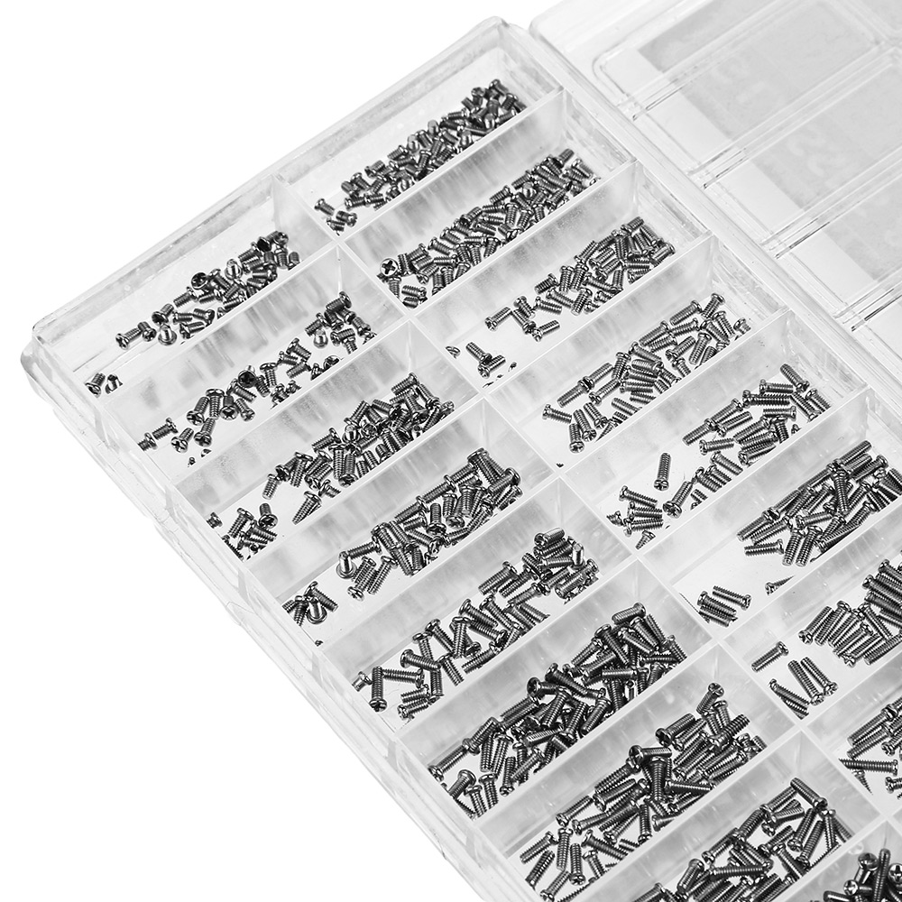 1000pcs Assorted Stainless Steel Precision Screws Kit for Glasses Watches