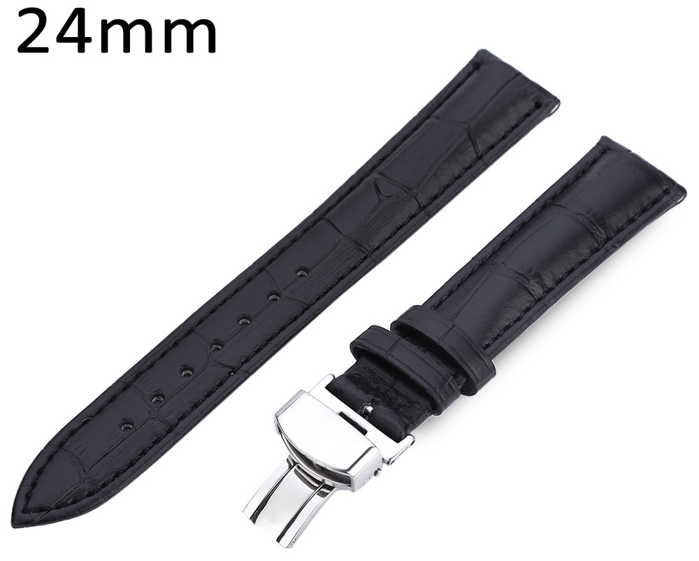 22MM Leather Watch Strap Butterfly Clasp Band