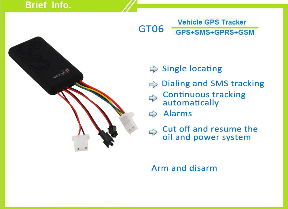 GT06 GPS SMS GPRS Vehicle Tracker Locator Remote Control Tracking Alarm with 24V Relay