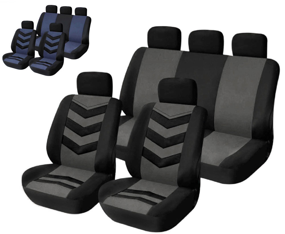 T22552BL 9pcs Universal Sandwich Fabrics Car Seat Cover Set Four Seasons Auto Cushion Interior Accessories