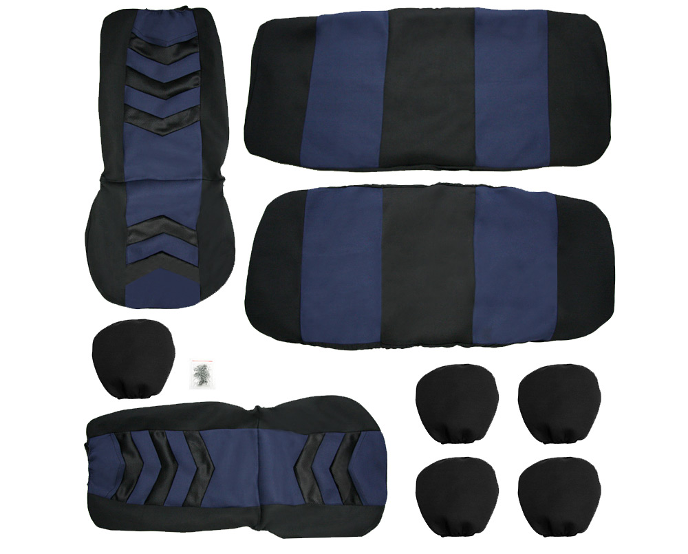 T22552RG 9pcs Universal Sandwich Fabrics Car Seat Cover Set Four Seasons Auto Cushion Interior Accessories