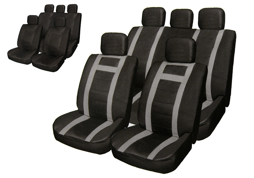 T21621 / BK + BK 11pcs Universal PU Leather Car Seat Cover Set Four Seasons Auto Cushion Interior Accessories