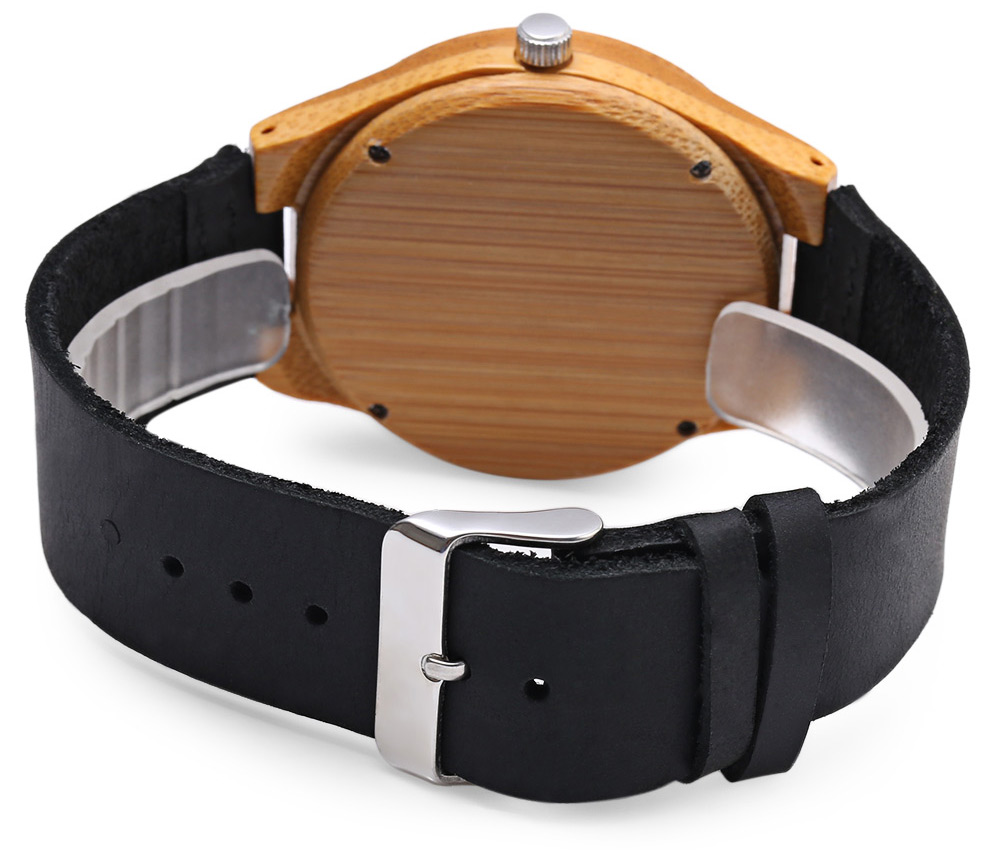 REDEAR SJ 1448 - 3 Quartz Men Watch Wooden Dial Leather Band Wristwatch