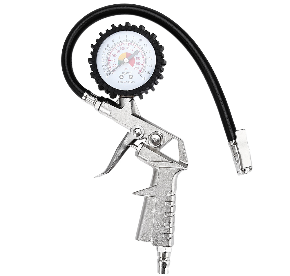 PCT - 8508 Car Motor Bike Tyre Tire Air Pressure Gauge Dial Meter Tester Tool Inflating Gun