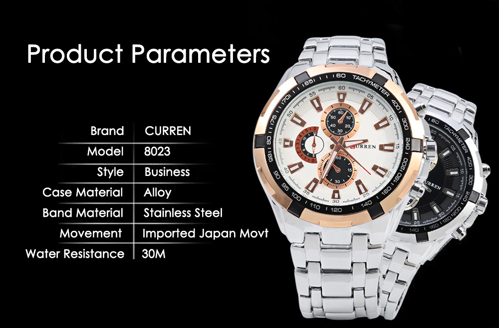 CURREN 8023 Men Quartz Watch Luminous Pointer Water Resistance Military Wristwatch