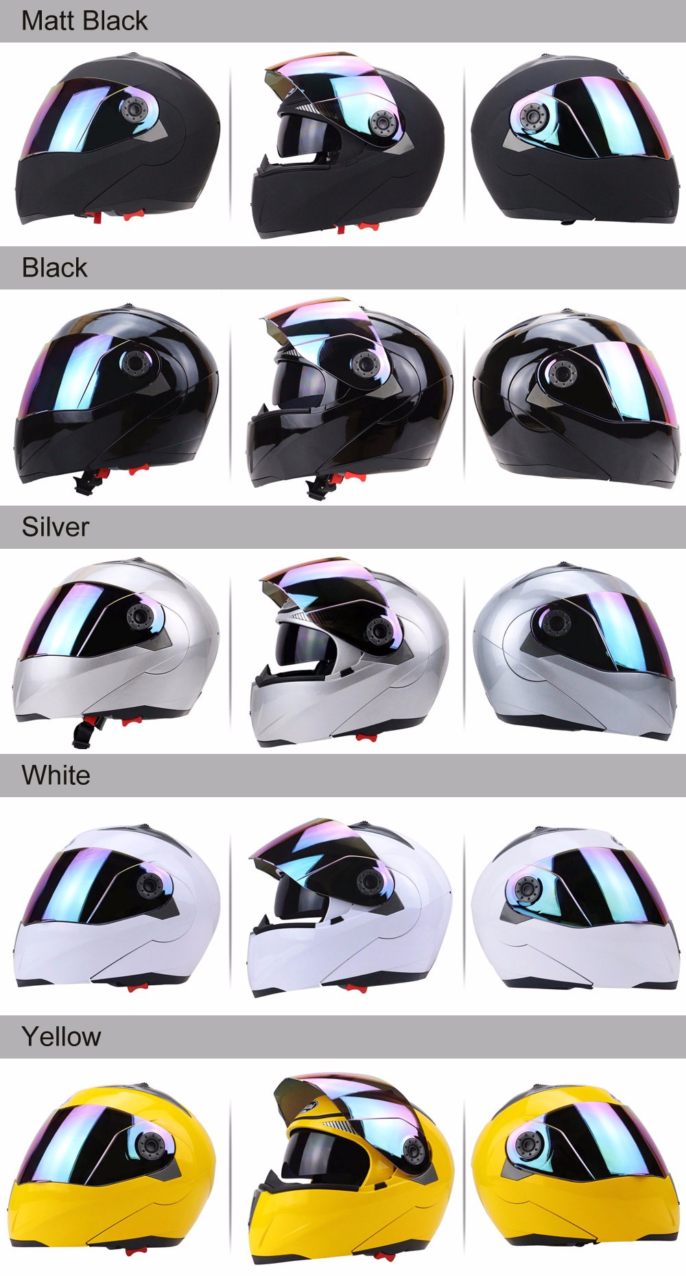 Full Face Motorcycle Helmet Dual Visor with Colorful Shield