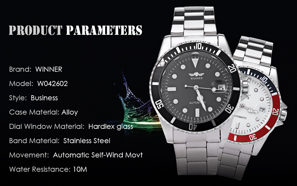 WINNER W042602 Male Automatic Mechanical Watch Date Display Luminous Wristwatch