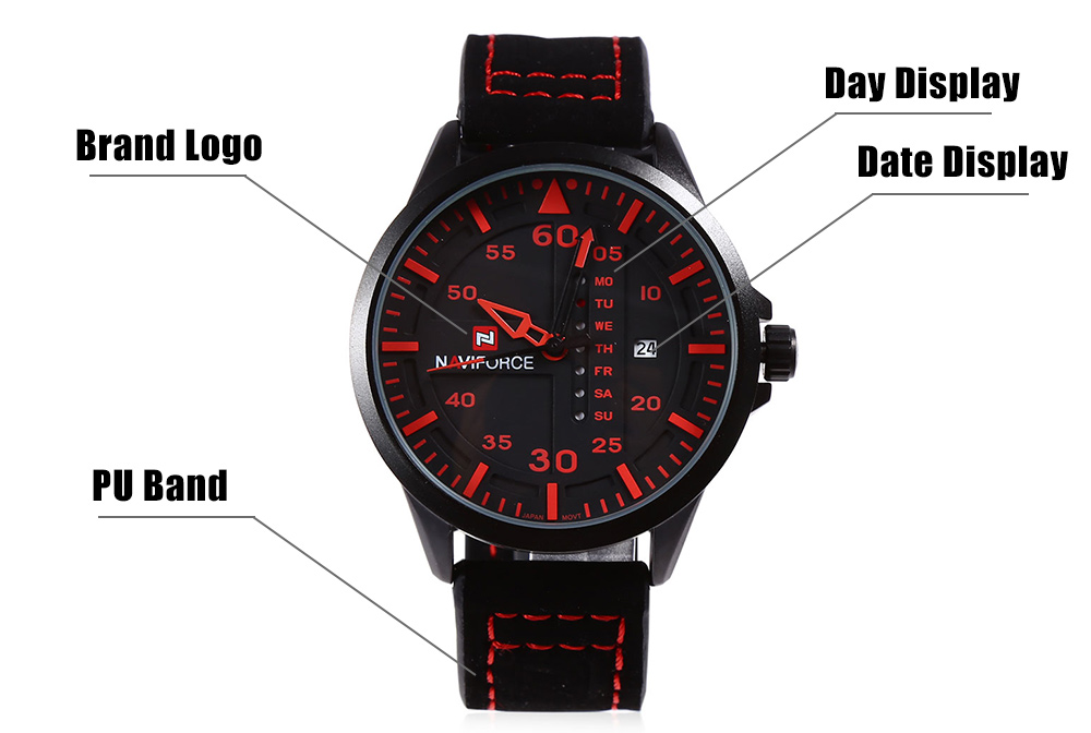 NAVIFORCE NF9074M Male Quartz Watch 3ATM Calendar Wristwatch