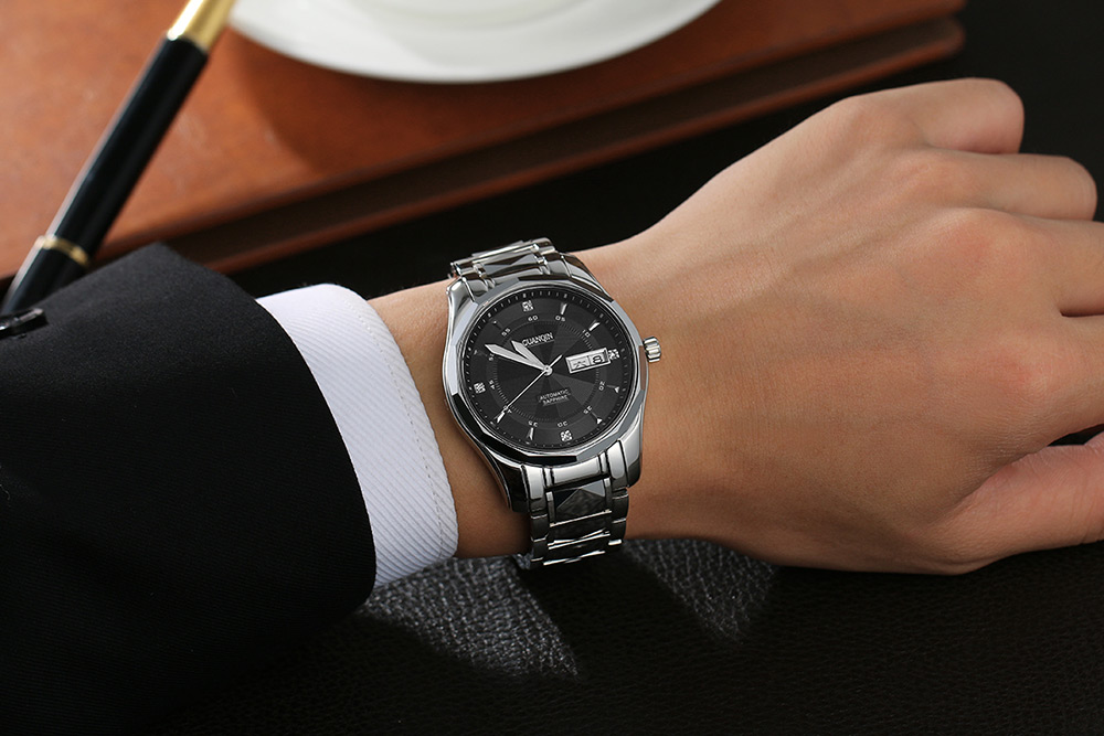 GUANQIN GJ16013 Men Automatic Mechanical Watch Dual Calendar 10ATM Wristwatch