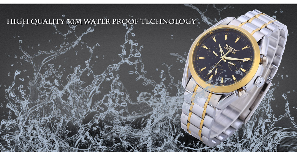 JARAGAR F1205203 Men Auto Mechanical Watch Three Working Sub-dials Calendar Display Wristwatch