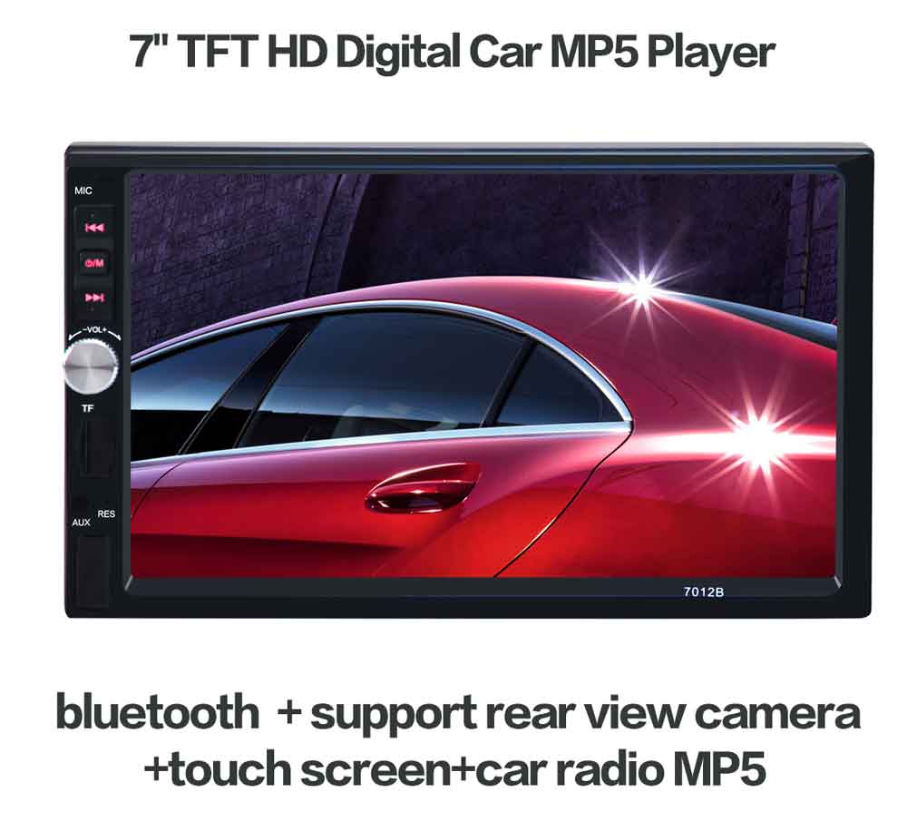 7012B 7 Inch Bluetooth V2.0 Car Audio Stereo MP5 Player 12V Auto Video Support AUX FM USB Remote Control
