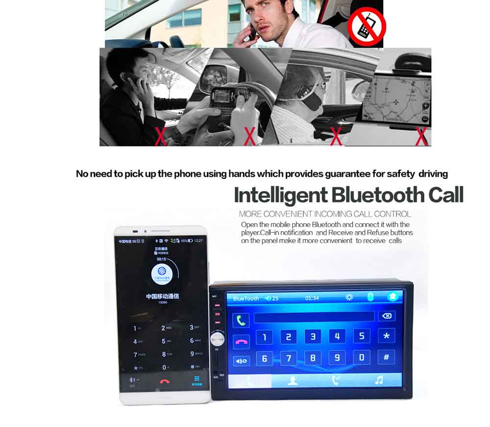 7012B 7 Inch Bluetooth V2.0 Car Audio Stereo MP5 Player 12V Auto Video Support AUX FM USB Remote Control