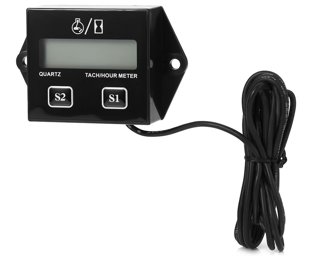 HEXIANG B707 12V 5W Digital Engine Tach Tachometer Hour Meter Gauge Resettable Inductive for Motorcycle