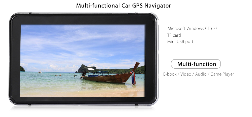706 7 inch Truck Car GPS Navigation Navigator with Free Maps Win CE 6.0 / Touch Screen / E-book / Video / Audio / Game Player