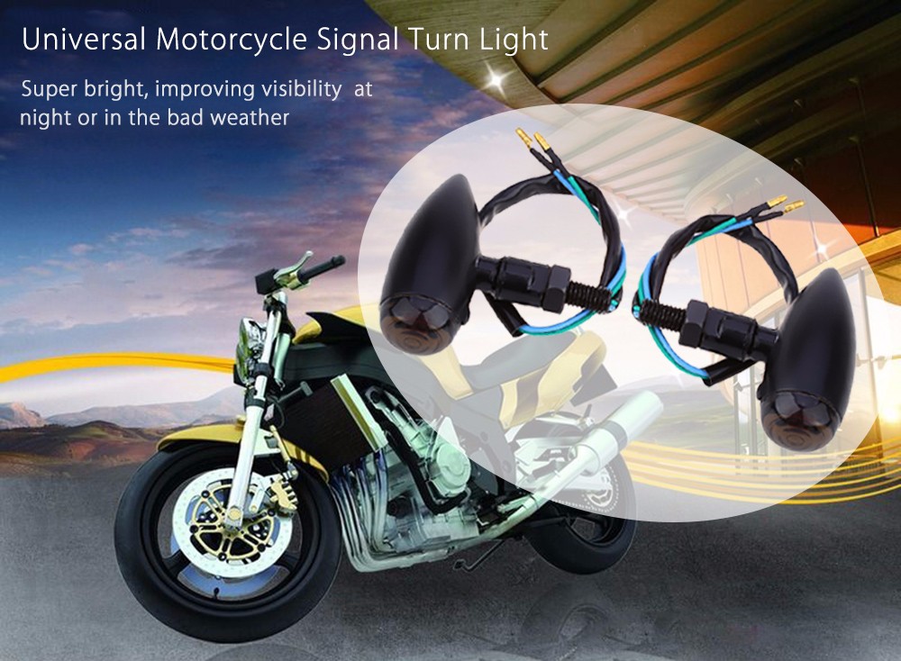 Pair of Universal Motorcycle LED Signal Turn Light Electroplating Bullet Bright Lamp