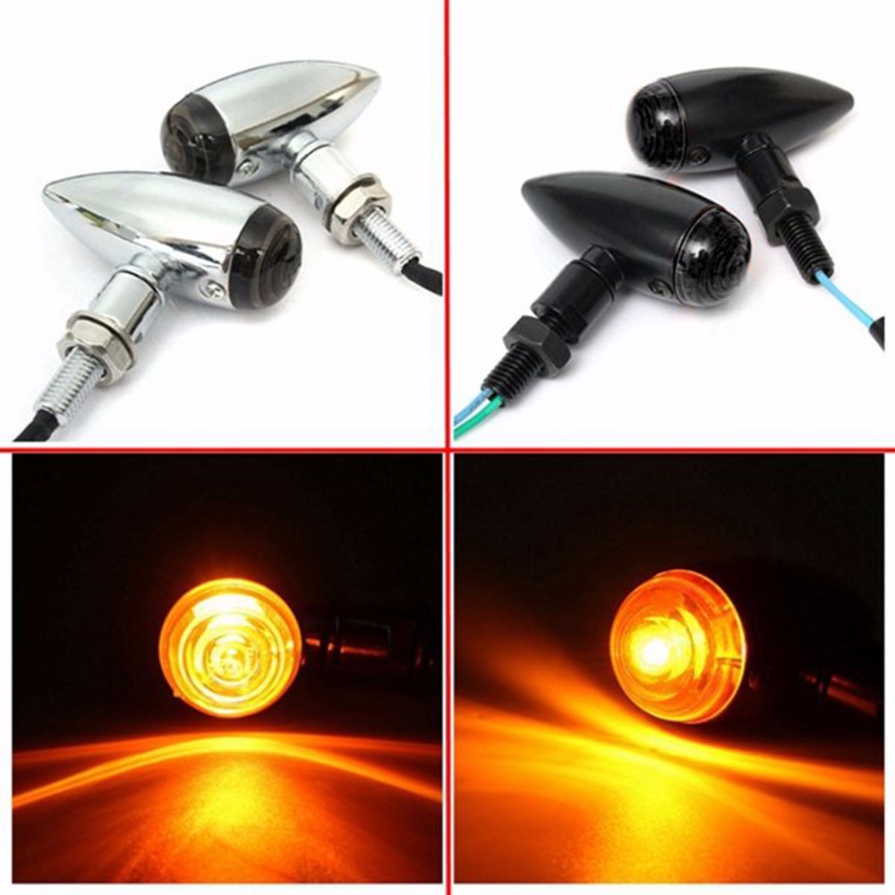 Pair of Universal Motorcycle LED Signal Turn Light Electroplating Bullet Bright Lamp