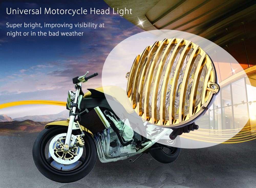 Motorcycle Scalloped Electroplate H4 Bulb Grilling Front Head Light for Harley