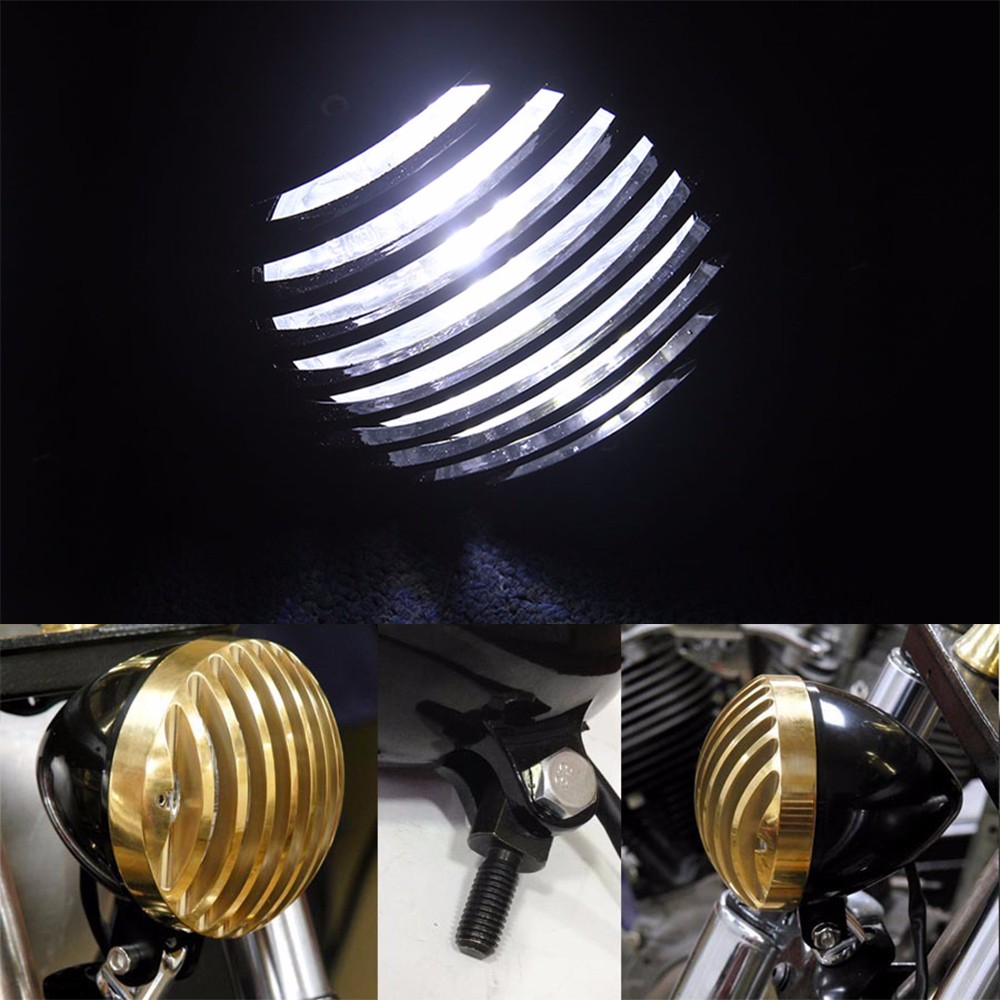 Motorcycle Scalloped Electroplate H4 Bulb Grilling Front Head Light for Harley