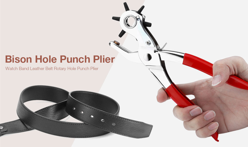 Watch Band Leather Belt Revolving Hole Punch Plier with Rubber Handle