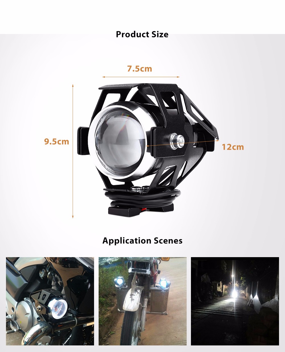 2pcs HP - M005 125W 12V 3000LM U5 LED Transform Spotlight Motorcycle Headlight Fog Lamp