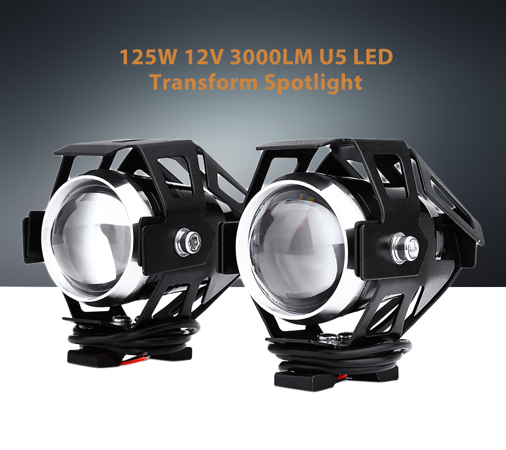2pcs HP - M005 125W 12V 3000LM U5 LED Transform Spotlight Motorcycle Headlight Fog Lamp