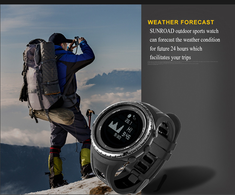 SUNROAD FR830 Digital Sports Watch Altimeter Barometer Pedometer Tide 5ATM Wristwatch