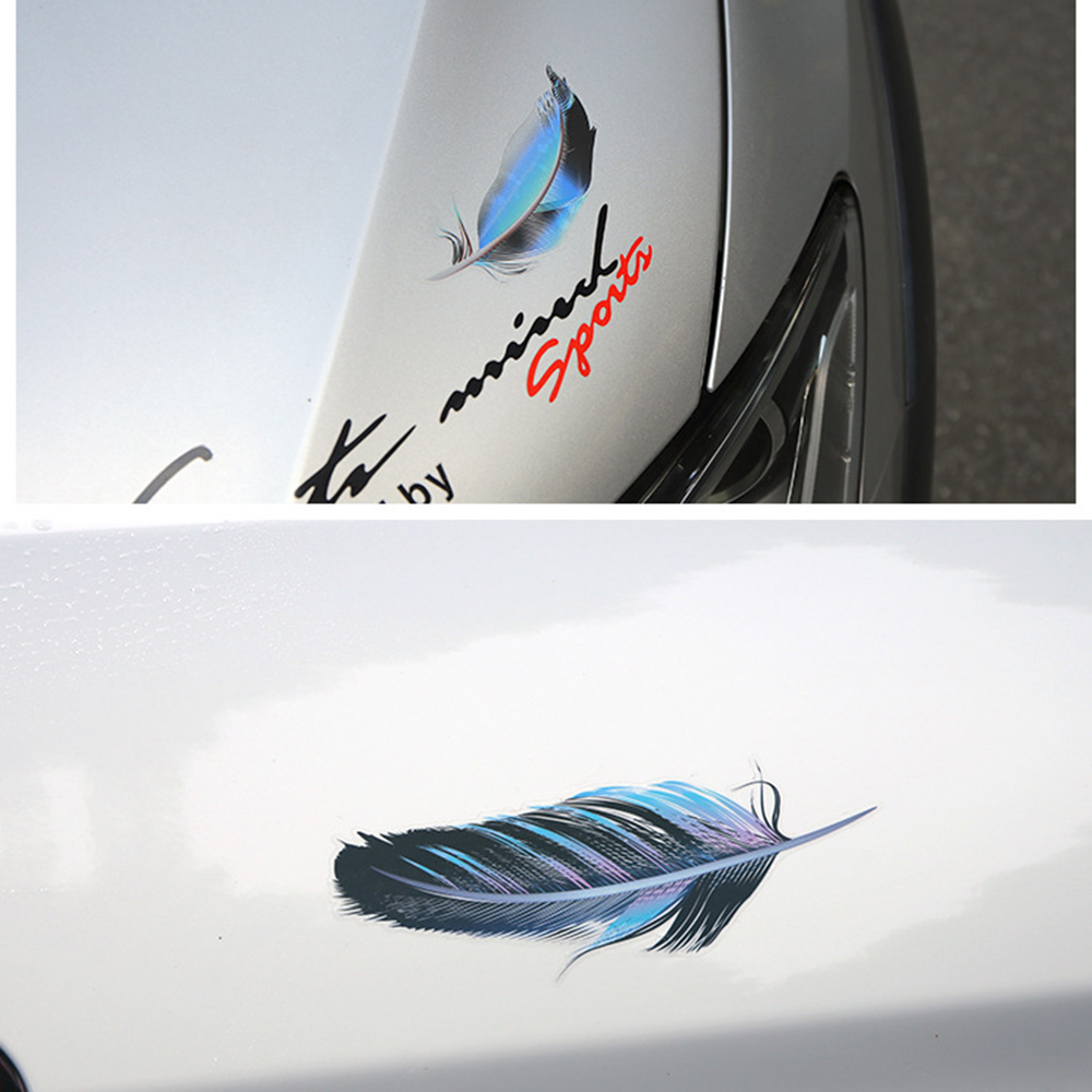 Universal Car Sticker Horrific Feather Styling Reflective Cover Decal Decoration Paster