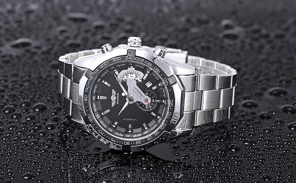 WINNER W050 Men Auto Mechanical Watch Luminous Date Display Wristwatch