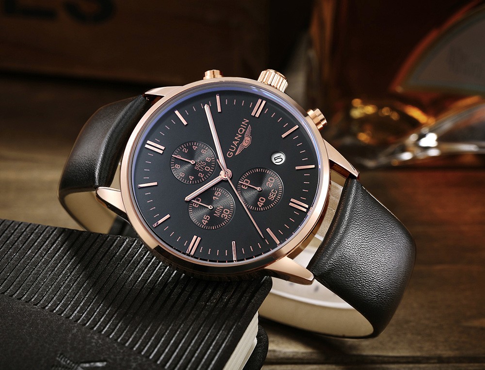 GUANQIN GQ12006 Fashion Male Quartz Watch Working Sub-dial Wristwatch ...