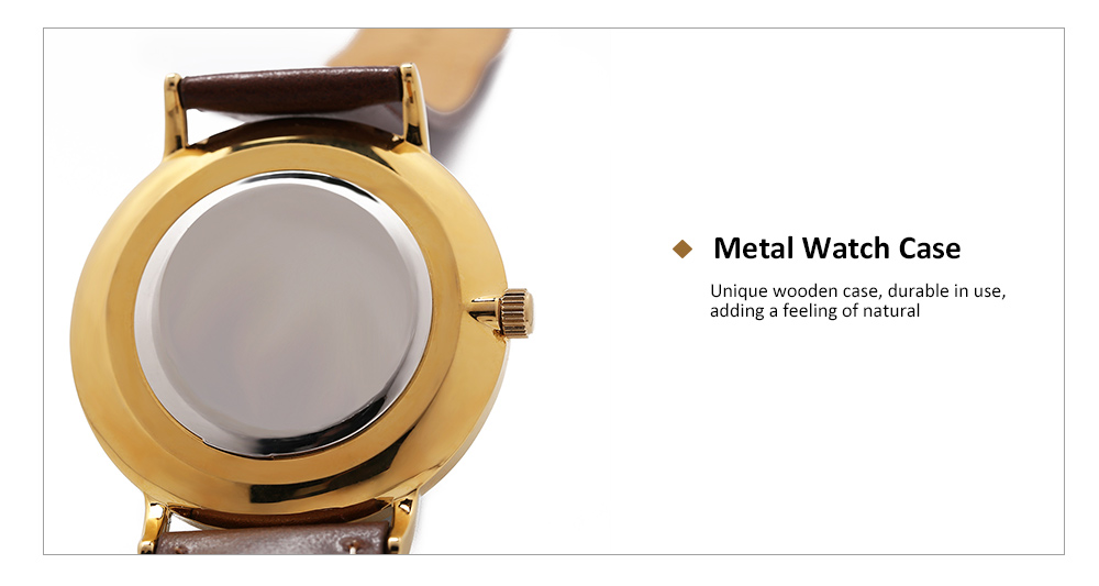 K KENON Male Wooden Dial Quartz Watch Leather Band Men Wristwatch