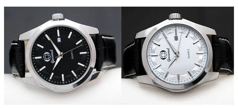 Gucamel B006 Men Quartz Watch Leather Band Date Display Wristwatch