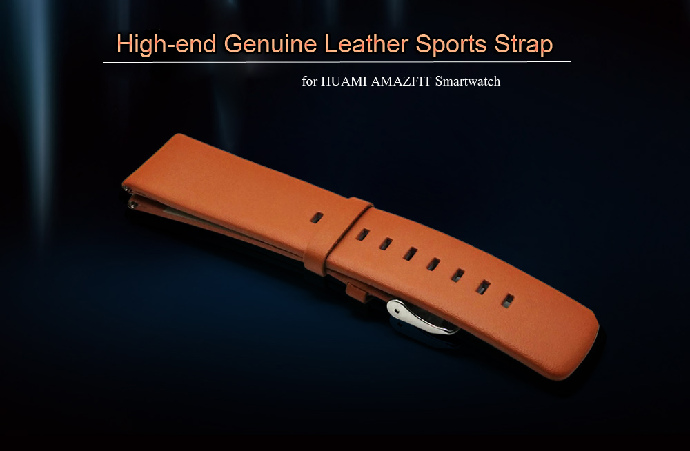 22mm Genuine Leather Wristband Pin Buckle for HUAMI AMAZFIT Smart Bracelet