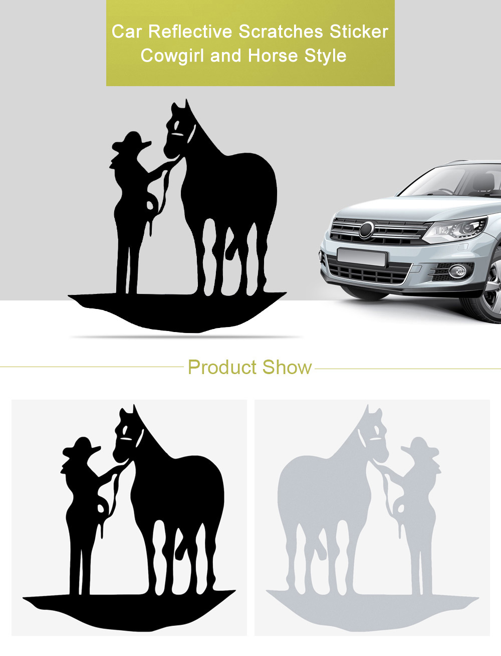 Car Reflective Scratches Sticker Cowgirl and Horse Style