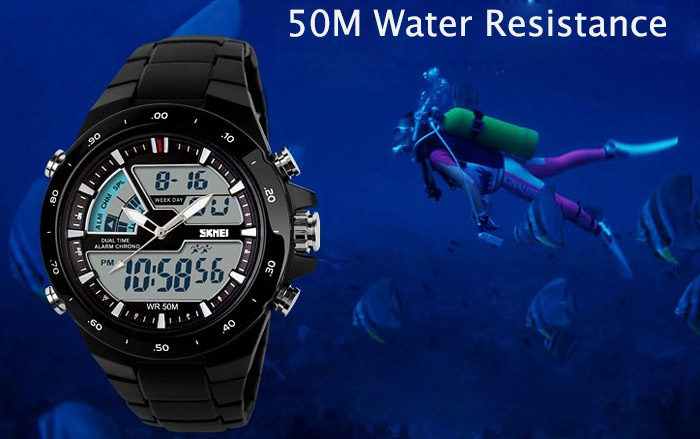 Skmei 1016 Water Resistance LED Watch with Double Movt Day Date Function