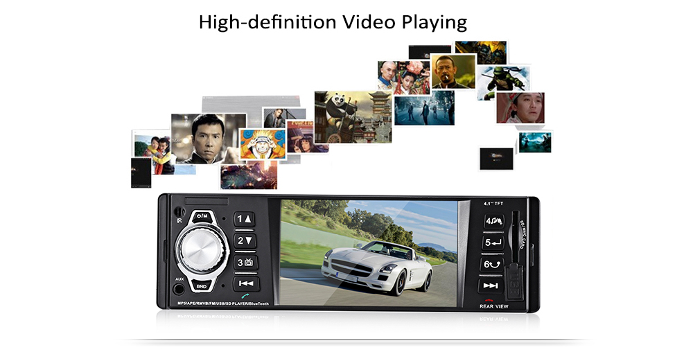 4016C 4.1 Inch HD Digital Car MP5 Player FM Radio with USB SD AUX Interfaces