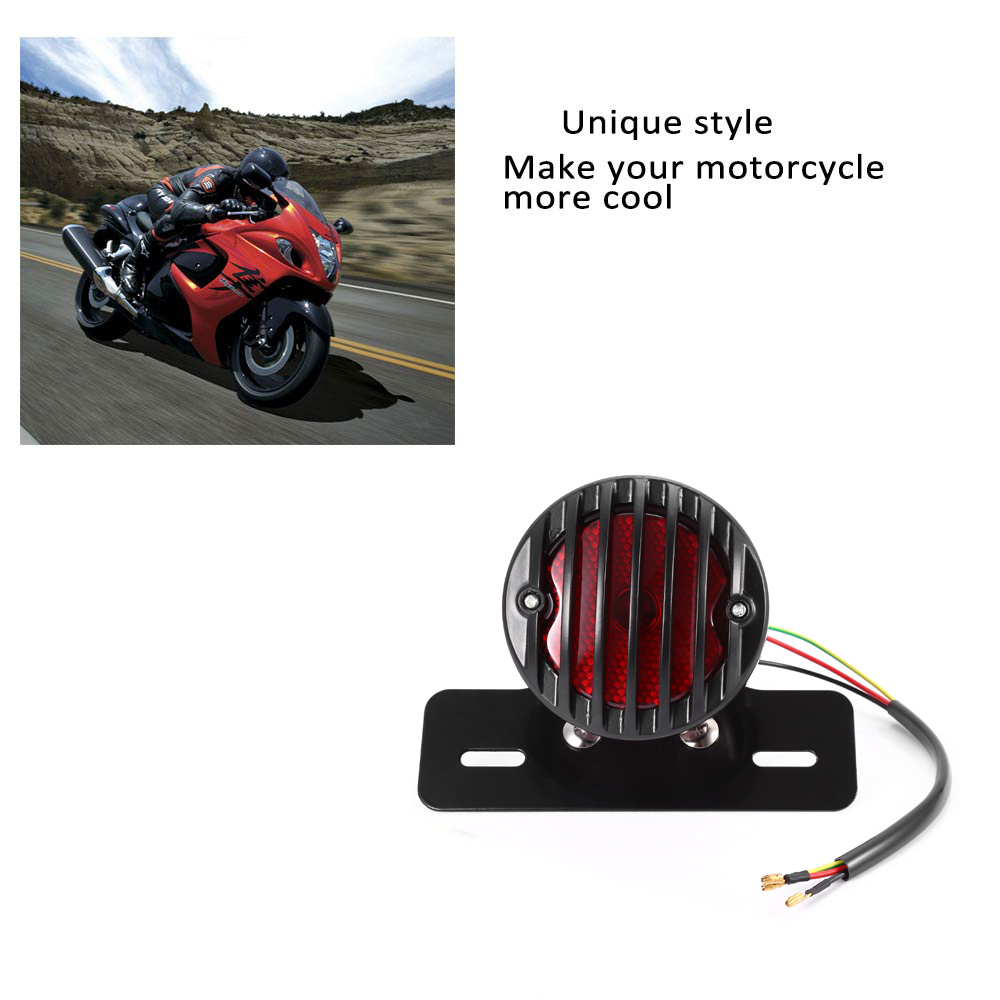 Motorcycle Ribbed Round Tail Brake Light for Custom Harley Bobber Chopper