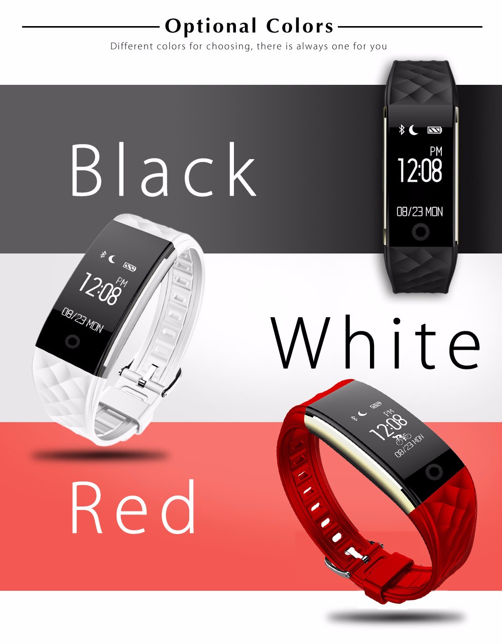 S2 Smart Bracelet Heart Rate Monitor Notification GPS Sport Tracker Watch