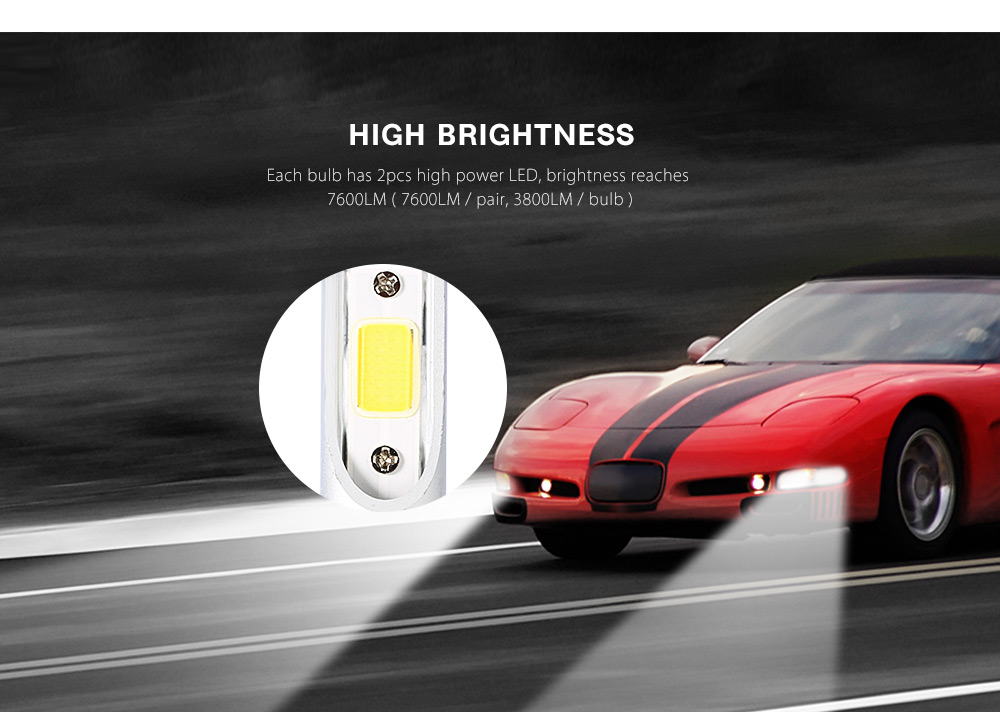 Rectangle H11 72W 7600LM Pair of Car LED Headlight 6000K Auto Front Lamp