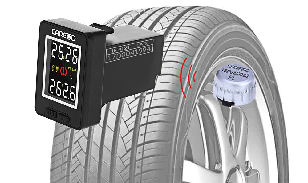 U912 433.92MHz Wireless TPMS Tire Pressure Monitoring System 4 External Sensors for Toyota