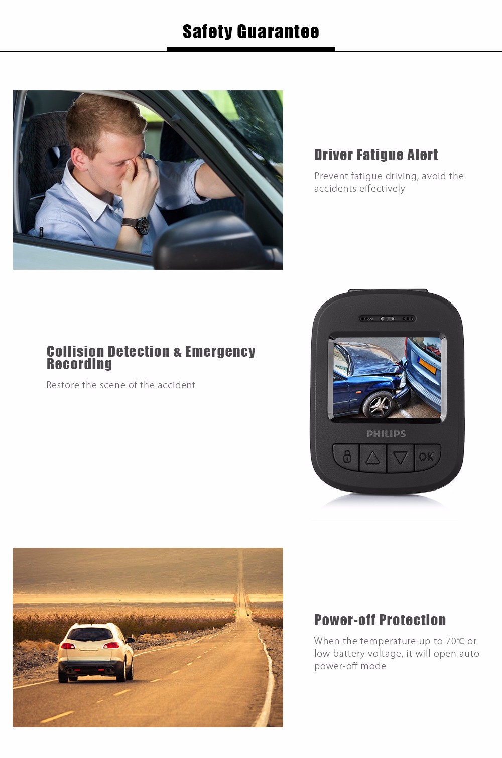 PHILIPS ADR720 Driving Recorder 1440P 140 Degree Parking Monitor