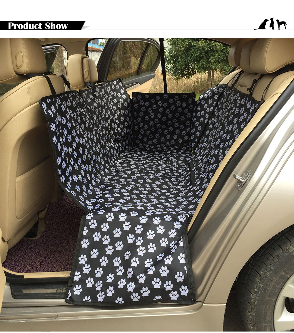 Collapsible Waterproof Footprint Pattern Oxford Fabric Pet Protector Rear Back Seat Cover Cars Mat