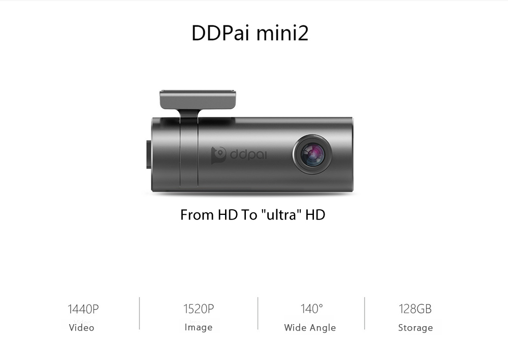 DDPai Mini2 2K F1.8 Large Aperture Car DVR Camera Support Remote Snapshot Loop Recording Built-in Dual WiFi