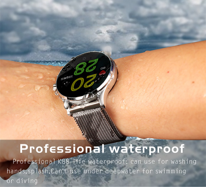 K88 Smartwatch Bluetooth 4.0 IP65 Waterproof Sedentary Reminder Sleep / Heart Rate Monitor Pedometer Remote Camera Anti-lost Find Phone