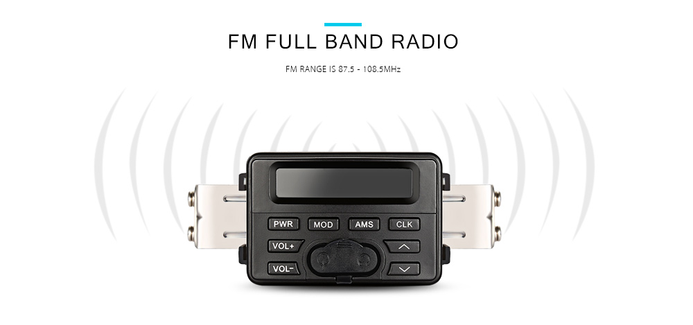 DC 12V MT723 Waterproof Motorcycle Bluetooth Audio Player FM Radio Host Support External MP3