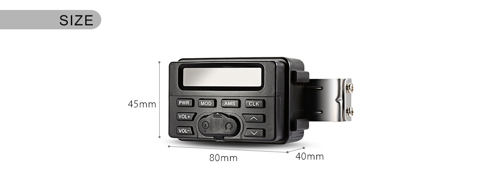 DC 12V MT723 Waterproof Motorcycle Bluetooth Audio Player FM Radio Host Support External MP3