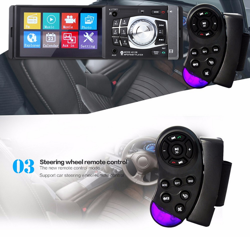 4012B 4.1 inch Car MP5 Vehicle-mounted Radio Multimedia Player Audio Video AUX FM USB Remote Control