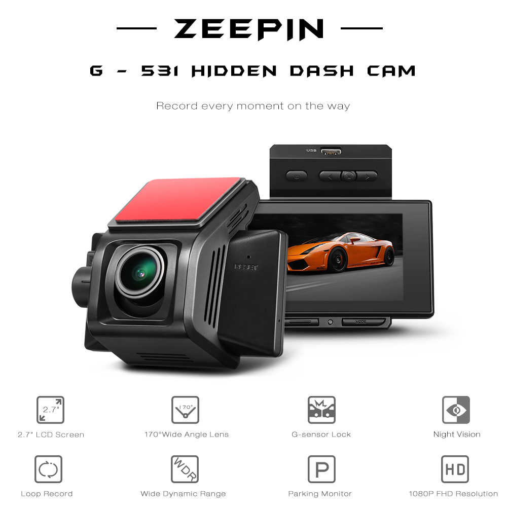 ZEEPIN G - 531 Hidden Cash Dam 2.7 inch 1920 x 1080P FHD Driving Recorder